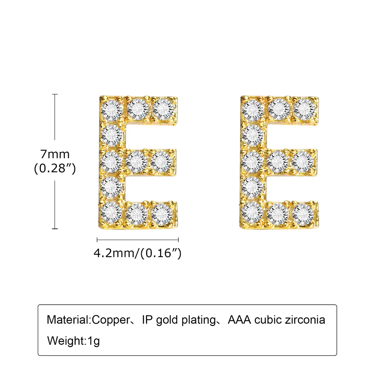 1 Pair Simple Style Letter Inlay Copper Zircon Ear Studs