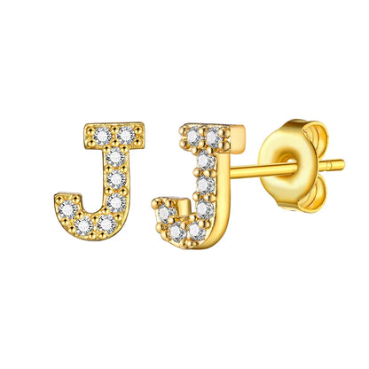 1 Pair Simple Style Letter Inlay Copper Zircon Ear Studs