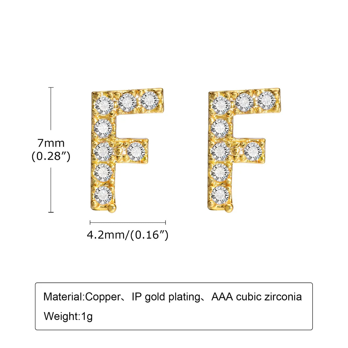 1 Pair Simple Style Letter Inlay Copper Zircon Ear Studs