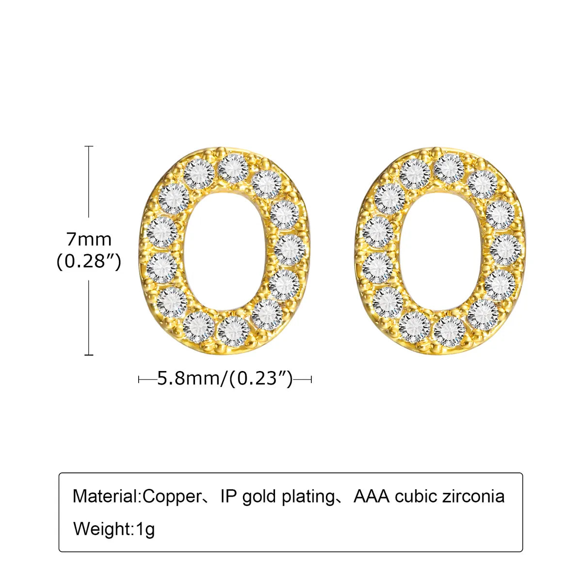 1 Pair Simple Style Letter Inlay Copper Zircon Ear Studs