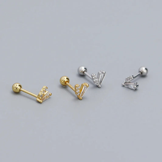 1 Pair Simple Style Letter Inlay Sterling Silver Zircon Ear Studs