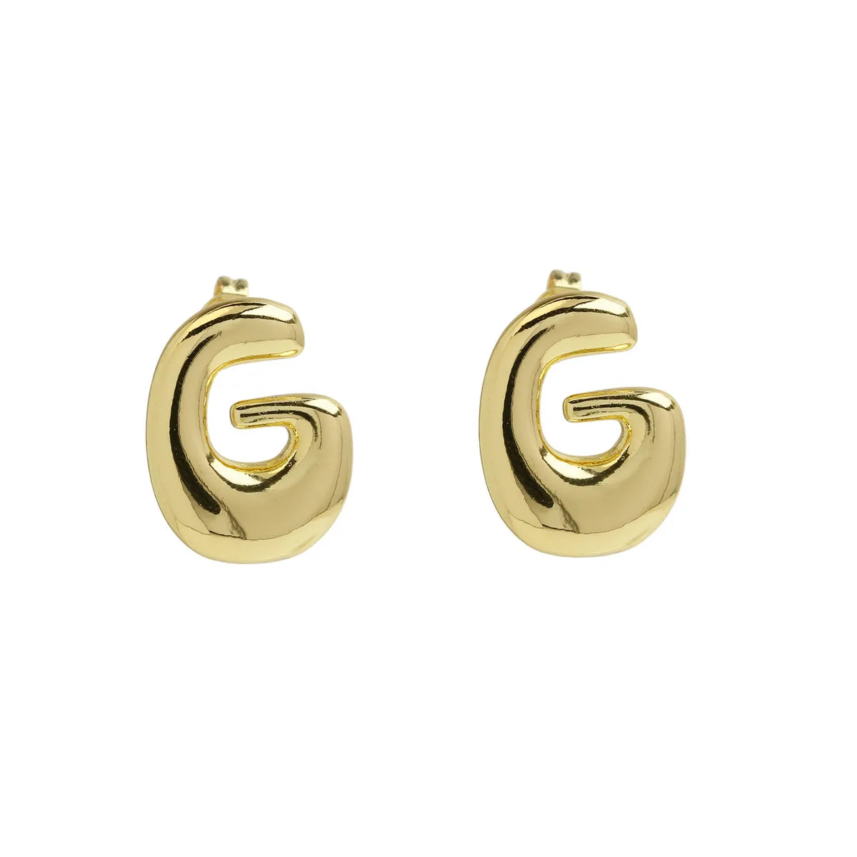 1 Pair Simple Style Letter Plating Copper 18K Gold Plated Ear Studs