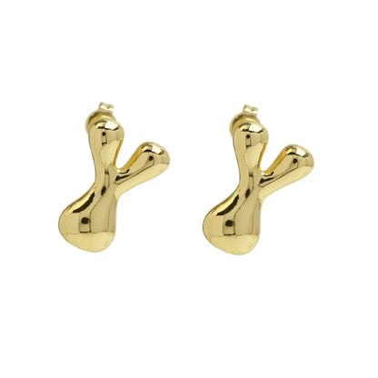 1 Pair Simple Style Letter Plating Copper 18K Gold Plated Ear Studs