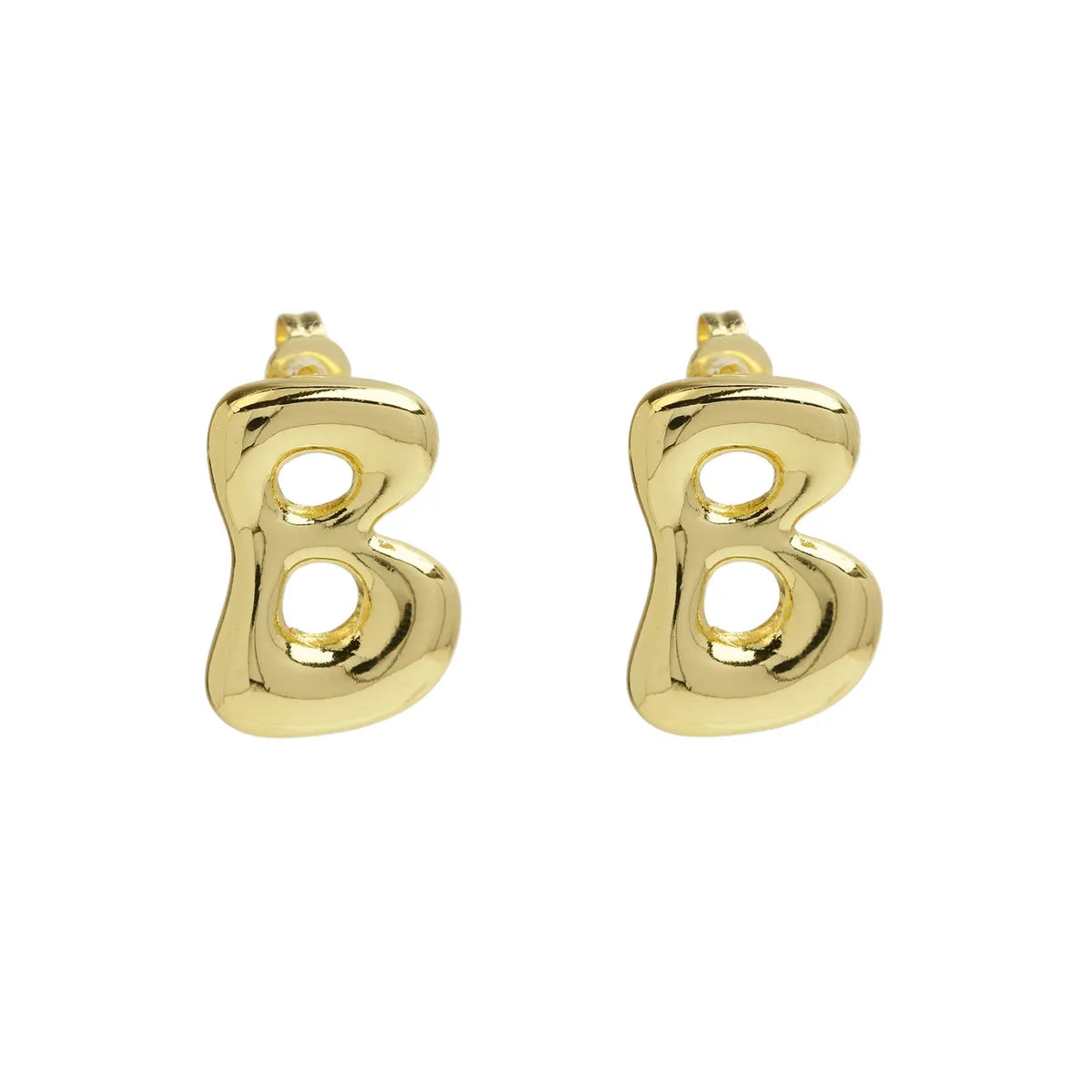 1 Pair Simple Style Letter Plating Copper 18K Gold Plated Ear Studs