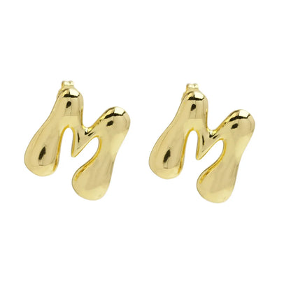 1 Pair Simple Style Letter Plating Copper 18K Gold Plated Ear Studs