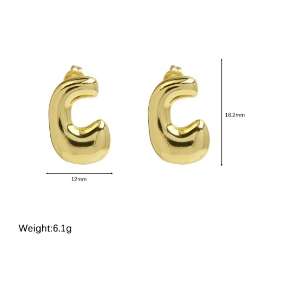 1 Pair Simple Style Letter Plating Copper 18K Gold Plated Ear Studs