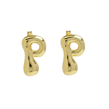 1 Pair Simple Style Letter Plating Copper 18K Gold Plated Ear Studs