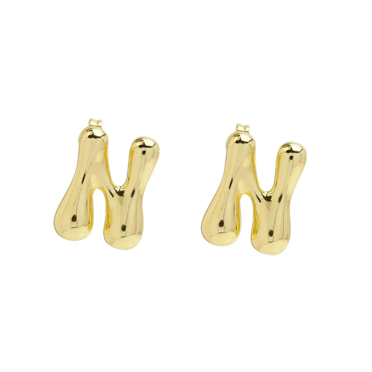 1 Pair Simple Style Letter Plating Copper 18K Gold Plated Ear Studs