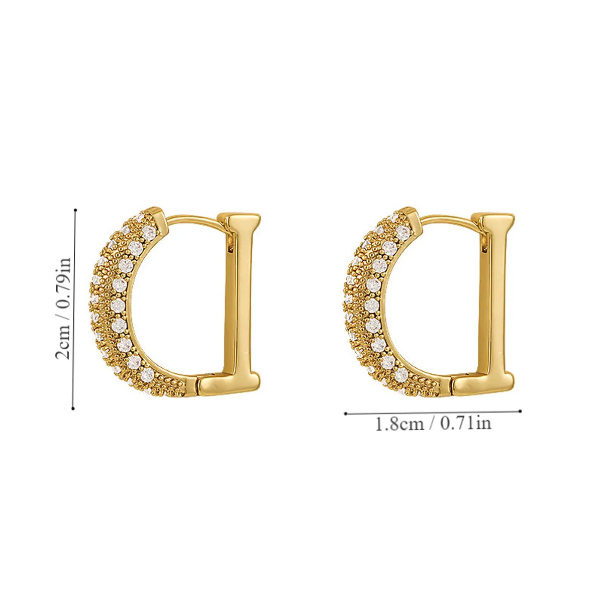 1 Pair Simple Style Letter Plating Inlay Alloy Rhinestones 18K Gold Plated Earrings