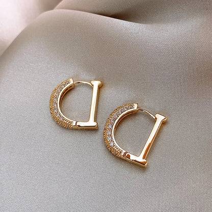 1 Pair Simple Style Letter Plating Inlay Alloy Rhinestones 18K Gold Plated Earrings