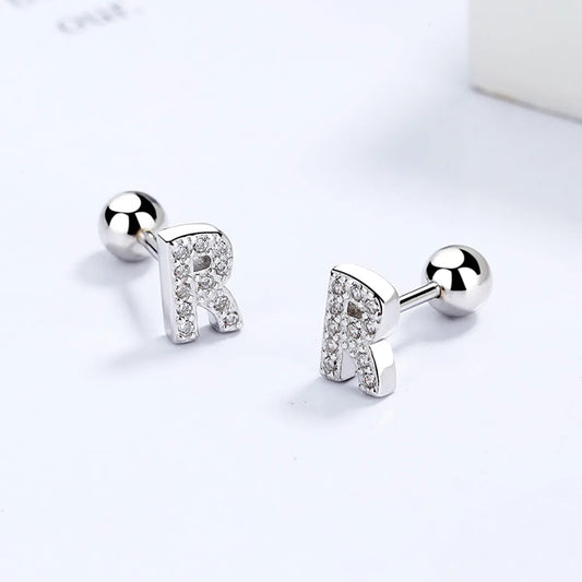 1 Pair Simple Style Letter Plating Inlay Sterling Silver Zircon Ear Studs