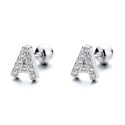 1 Pair Simple Style Letter Plating Inlay Sterling Silver Zircon Ear Studs