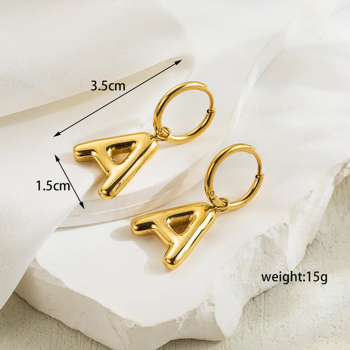 1 Pair Simple Style Letter Plating Stainless Steel 18k Gold Plated Ear Clip