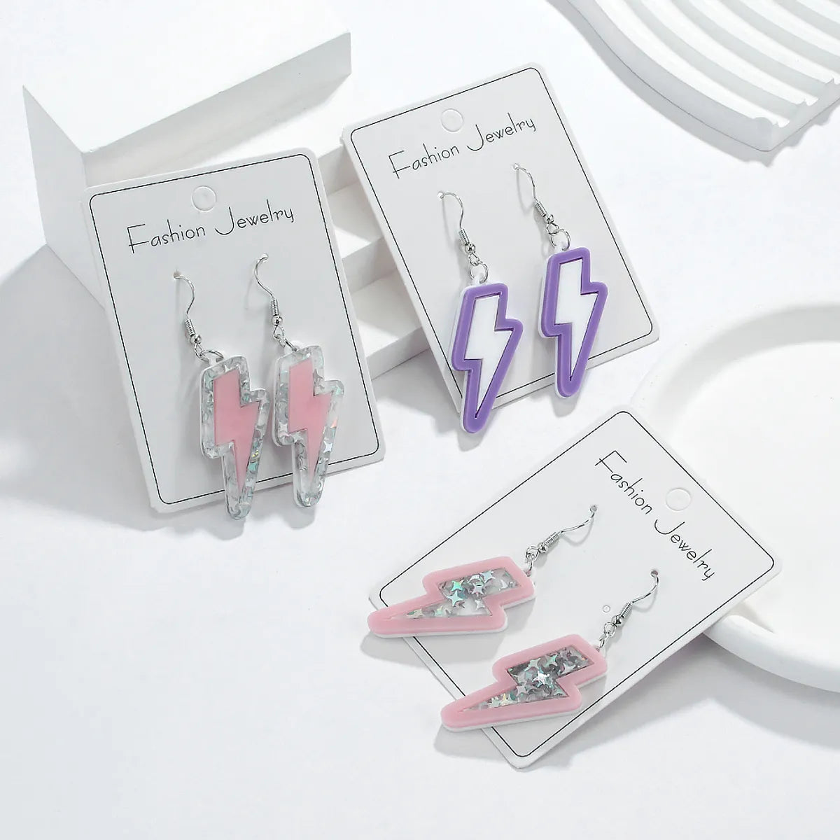 1 Pair Simple Style Lightning Arylic Drop Earrings