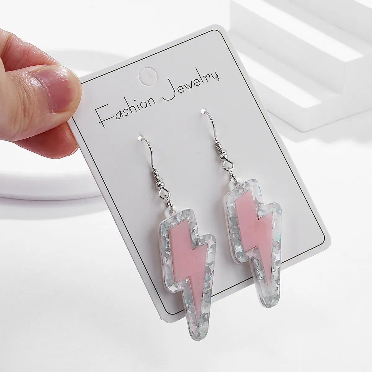 1 Pair Simple Style Lightning Arylic Drop Earrings