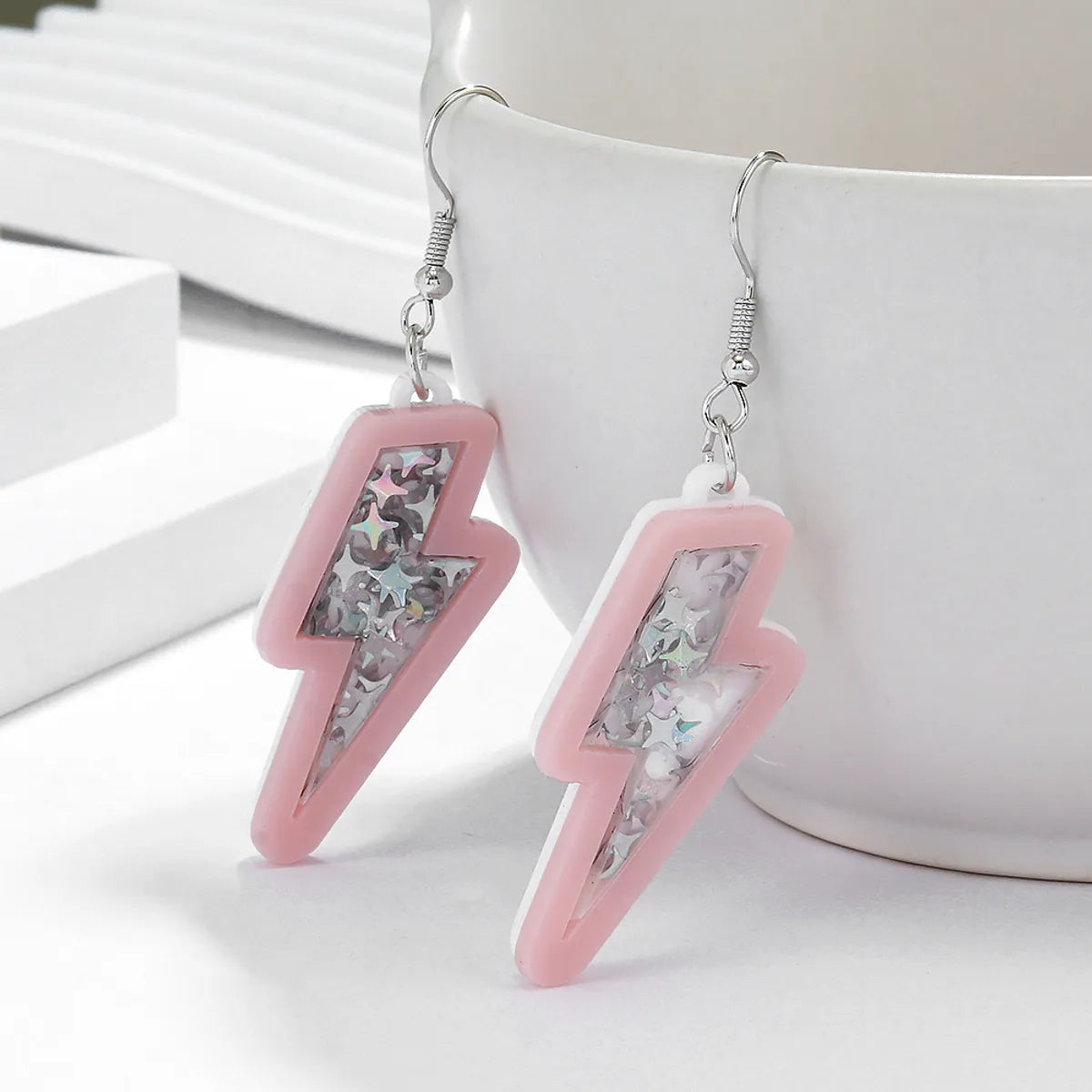 1 Pair Simple Style Lightning Arylic Drop Earrings