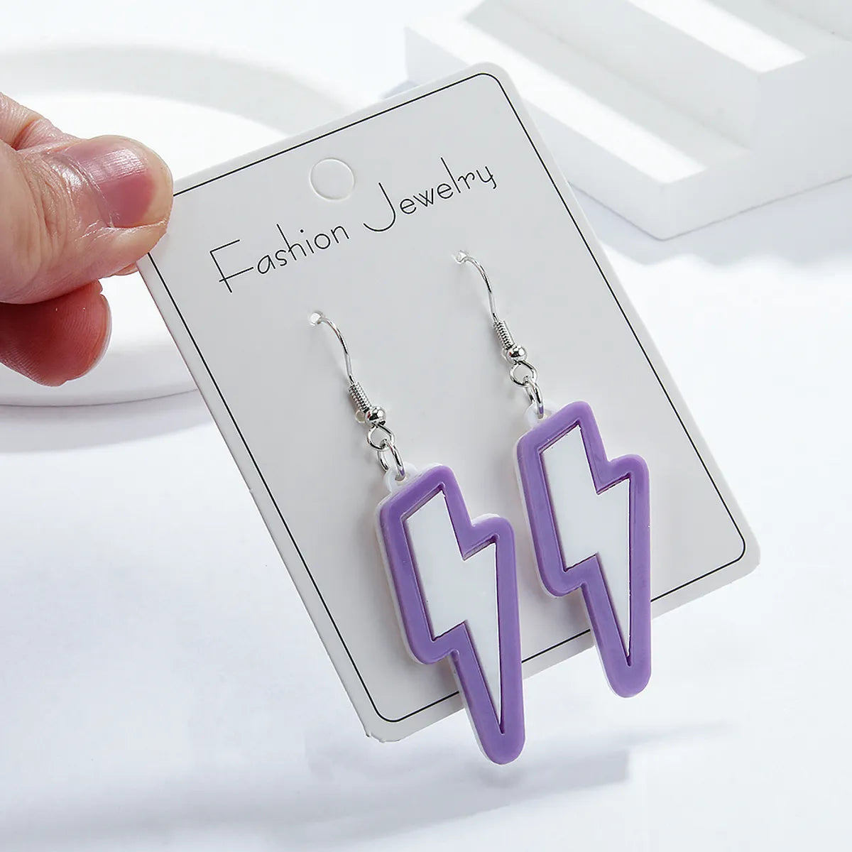 1 Pair Simple Style Lightning Arylic Drop Earrings