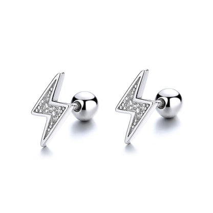 1 Pair Simple Style Lightning Plating Inlay Sterling Silver Artificial Gemstones Ear Studs