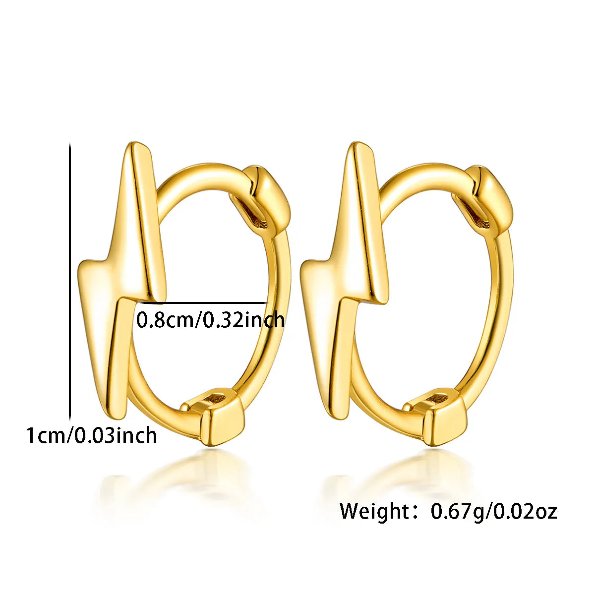 1 Pair Simple Style Lightning Plating Sterling Silver White Gold Plated Gold Plated Earrings