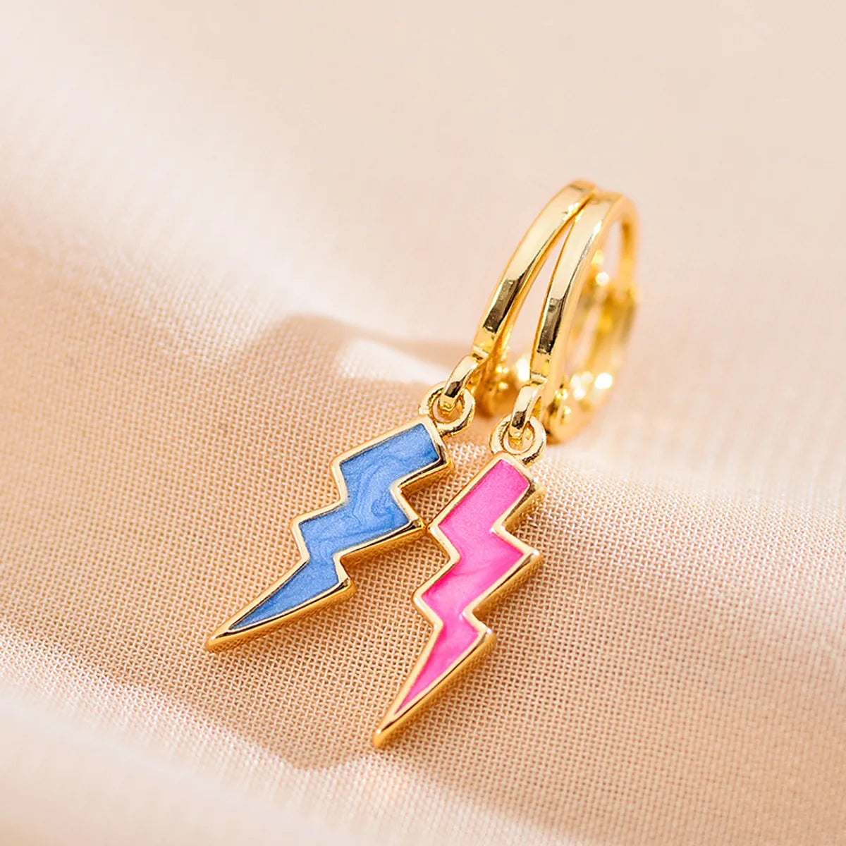 1 Pair Simple Style Lightning Stainless Steel Enamel Drop Earrings