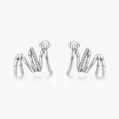 1 Pair Simple Style Lines Sterling Silver Plating Inlay Zircon Silver Plated Ear Studs