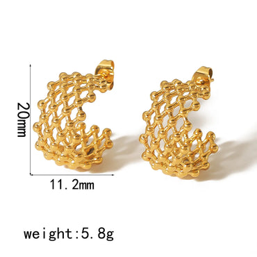 1 Pair Simple Style Lingge Polishing Plating Stainless Steel 18k Gold Plated Ear Studs