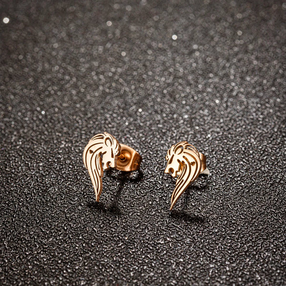1 Pair Simple Style Lion Polishing Plating 304 Stainless Steel 18K Gold Plated Ear Studs