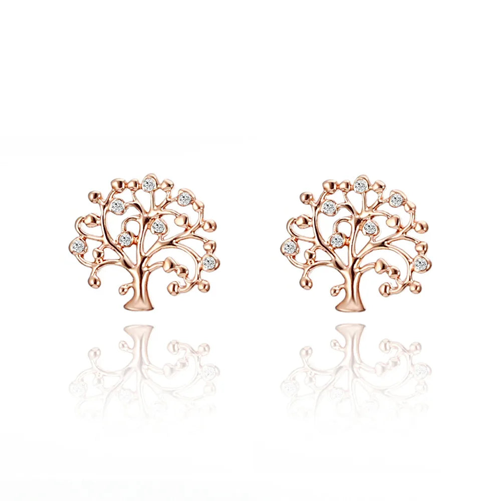 1 Pair Simple Style Lucky Tree Inlay Alloy Rhinestones Drop Earrings Ear Studs