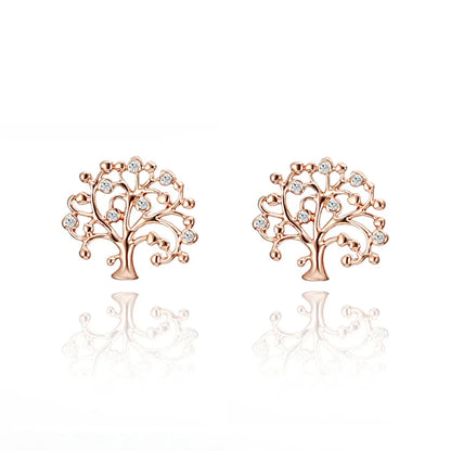 1 Pair Simple Style Lucky Tree Inlay Alloy Rhinestones Drop Earrings Ear Studs