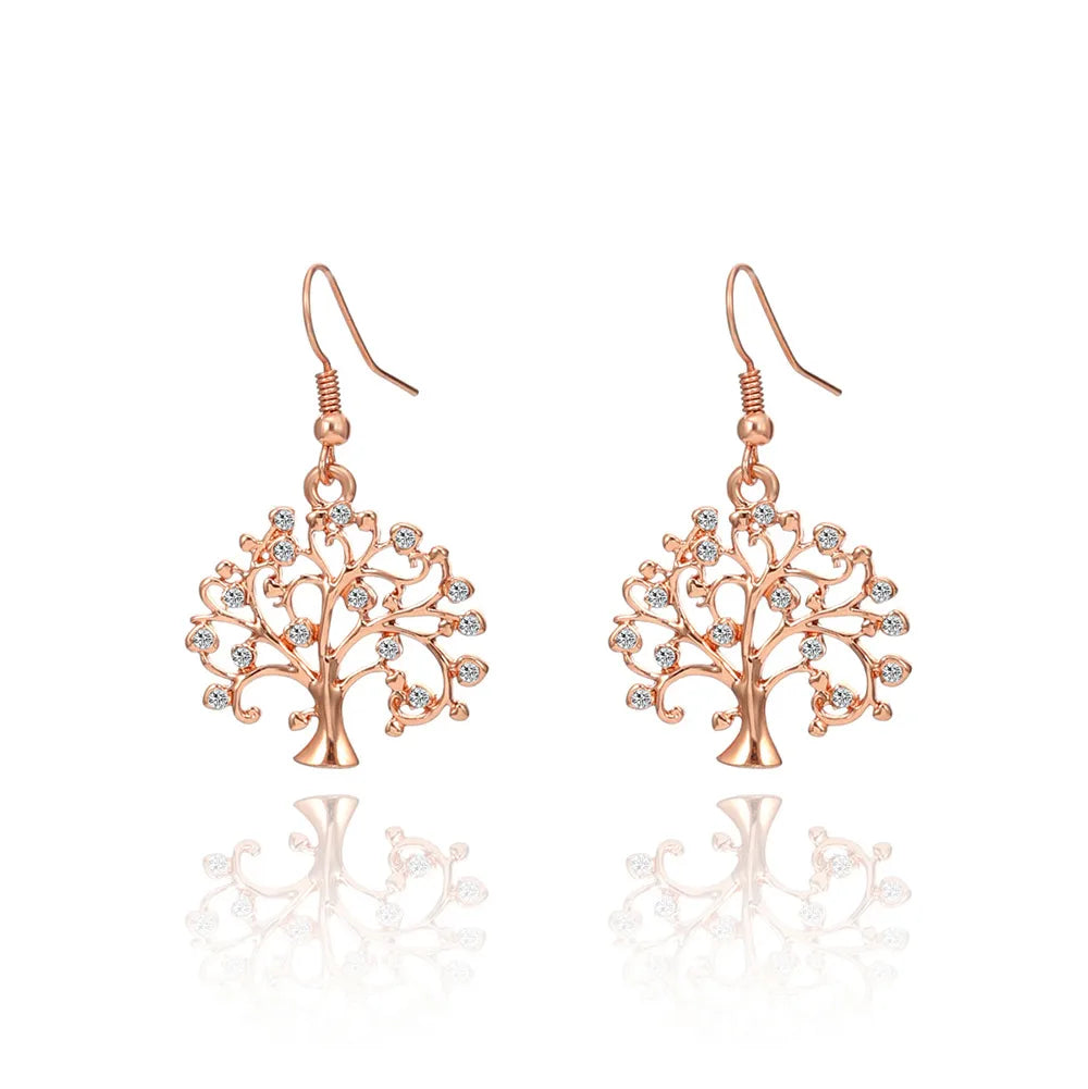 1 Pair Simple Style Lucky Tree Inlay Alloy Rhinestones Drop Earrings Ear Studs