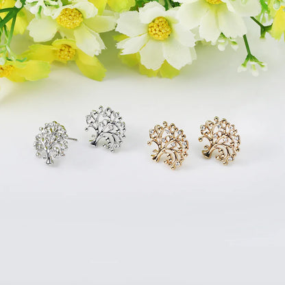 1 Pair Simple Style Lucky Tree Inlay Alloy Rhinestones Drop Earrings Ear Studs