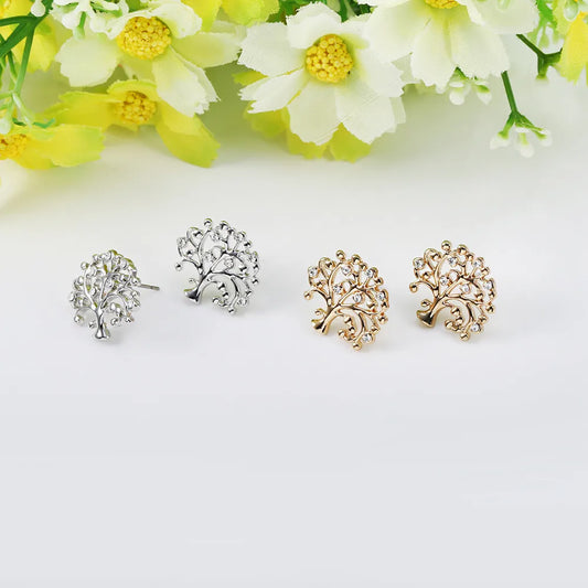 1 Pair Simple Style Lucky Tree Inlay Alloy Rhinestones Drop Earrings Ear Studs