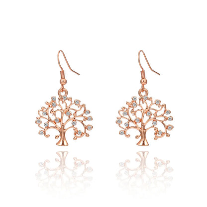 1 Pair Simple Style Lucky Tree Inlay Alloy Rhinestones Drop Earrings Ear Studs