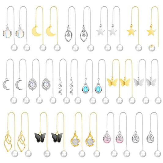 1 Pair Simple Style Moon Alloy Plating Inlay Artificial Pearls Rhinestones Women'S Drop Earrings