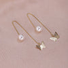 1 Pair Simple Style Moon Alloy Plating Inlay Artificial Pearls Rhinestones Women'S Drop Earrings