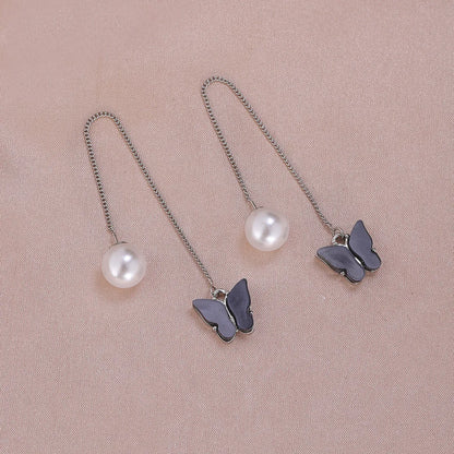 1 Pair Simple Style Moon Alloy Plating Inlay Artificial Pearls Rhinestones Women'S Drop Earrings