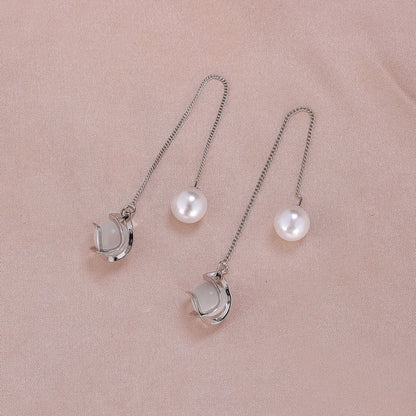 1 Pair Simple Style Moon Alloy Plating Inlay Artificial Pearls Rhinestones Women'S Drop Earrings