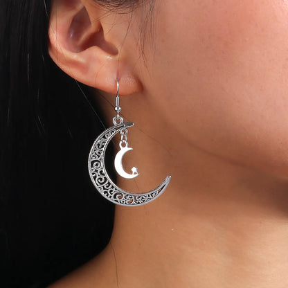 1 Pair Simple Style Moon Alloy Women's Drop Earrings