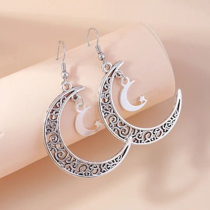 1 Pair Simple Style Moon Alloy Women's Drop Earrings