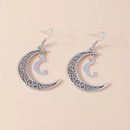 1 Pair Simple Style Moon Alloy Women's Drop Earrings