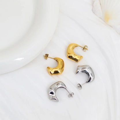 1 Pair Simple Style Moon Plating Stainless Steel 18k Gold Plated Ear Studs