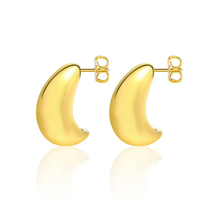 1 Pair Simple Style Moon Stainless Steel 18K Gold Plated Ear Studs