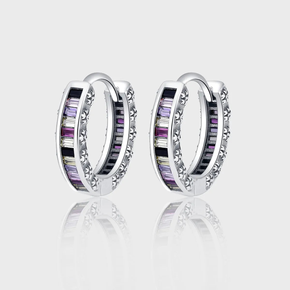 1 Pair Simple Style Multicolor Sterling Silver Inlay Zircon Hoop Earrings