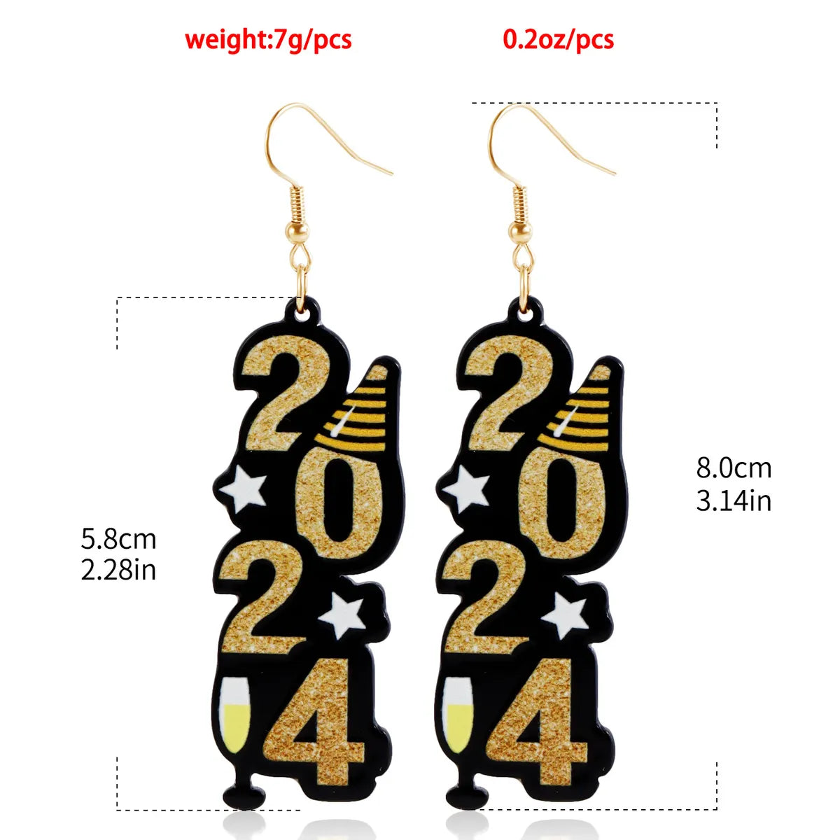 1 Pair Simple Style Number Arylic Drop Earrings