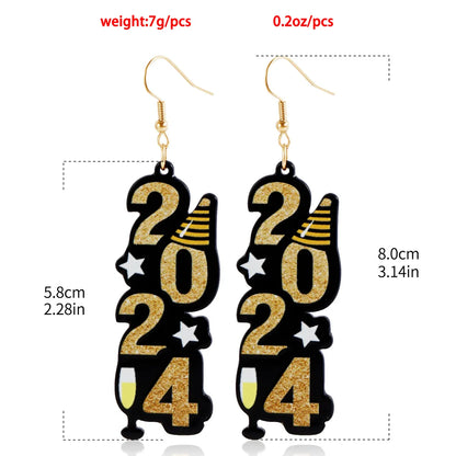 1 Pair Simple Style Number Arylic Drop Earrings