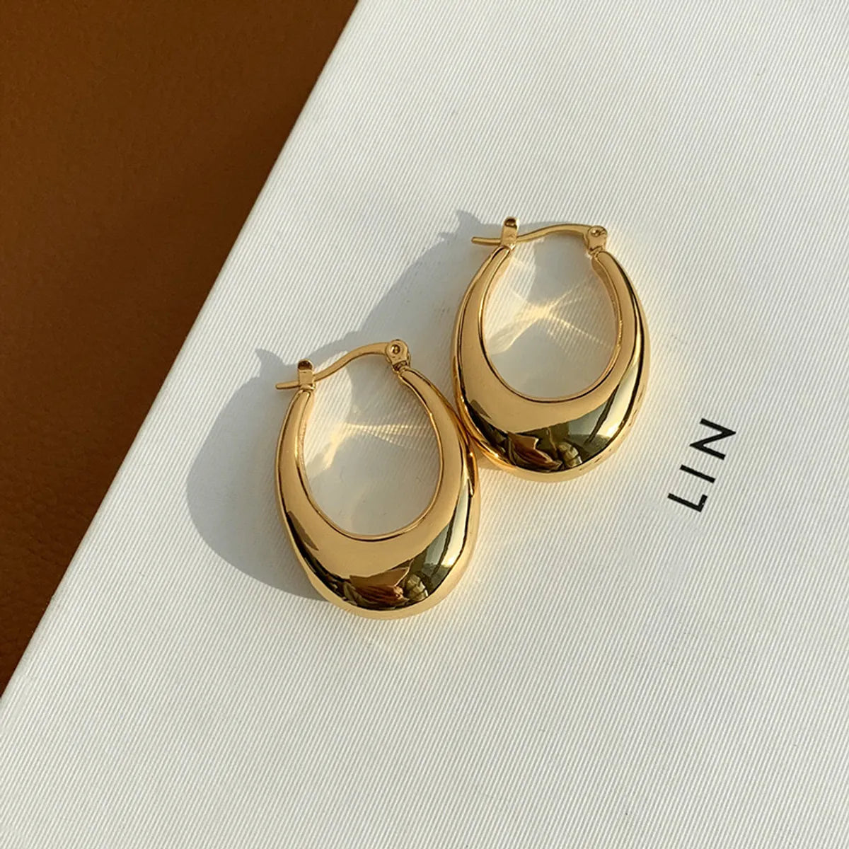 1 Pair Simple Style Oval 304 Stainless Steel 18K Gold Plated Earrings