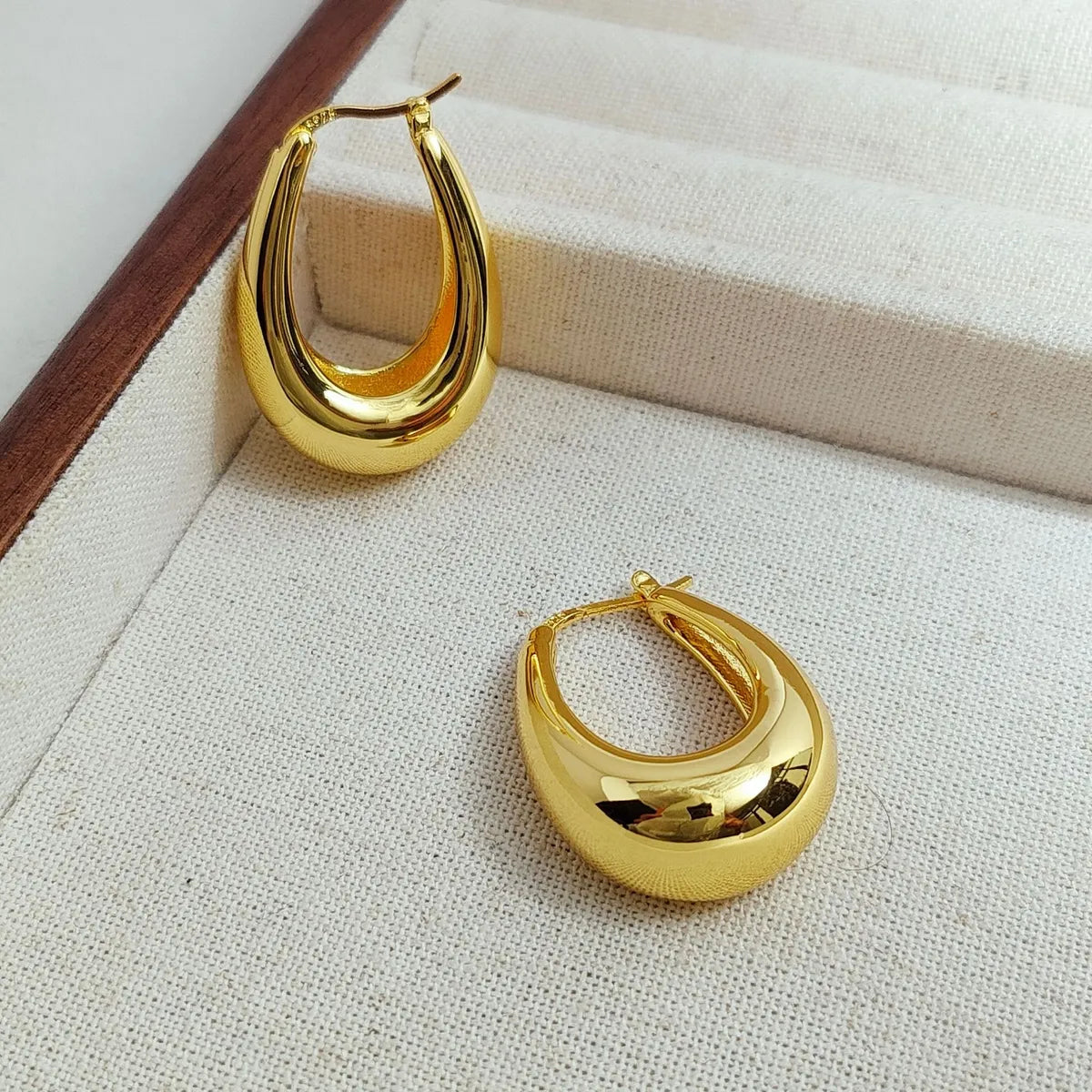 1 Pair Simple Style Oval 304 Stainless Steel 18K Gold Plated Earrings