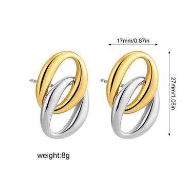 1 Pair Simple Style Oval 304 Stainless Steel Drop Earrings