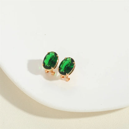 1 Pair Simple Style Oval Inlay Copper Acrylic 14K Gold Plated Ear Studs