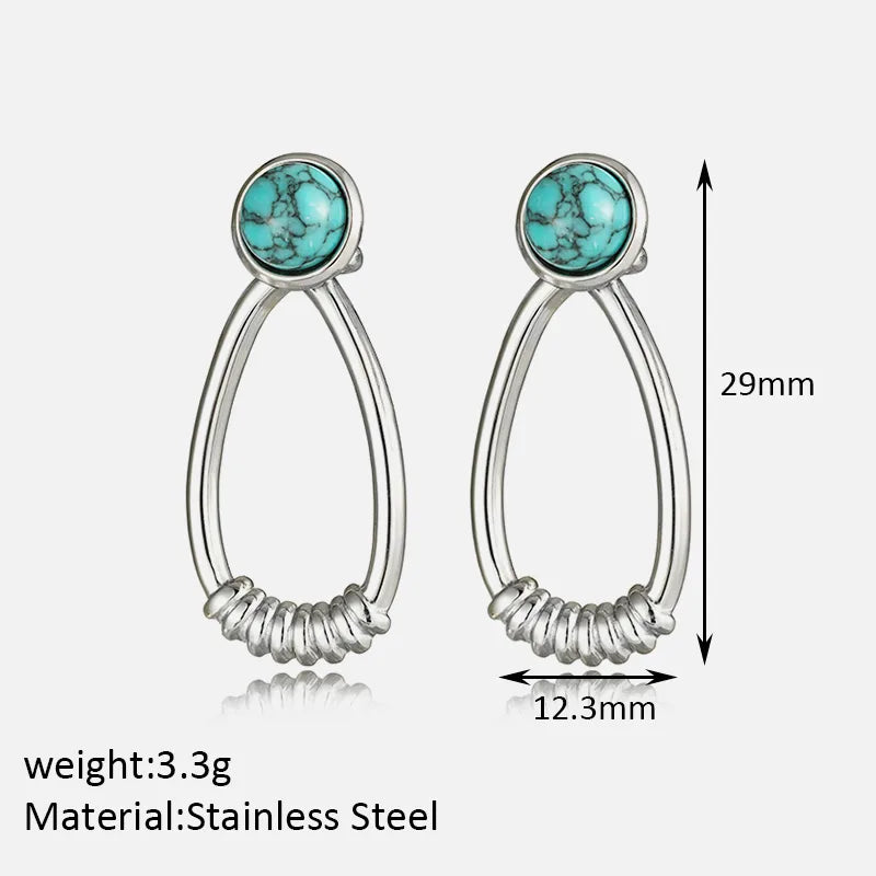 1 Pair Simple Style Oval Plating Inlay 304 Stainless Steel Artificial Gemstones 14K Gold Plated Drop Earrings